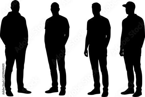 men black silhouette, isolated, vector
