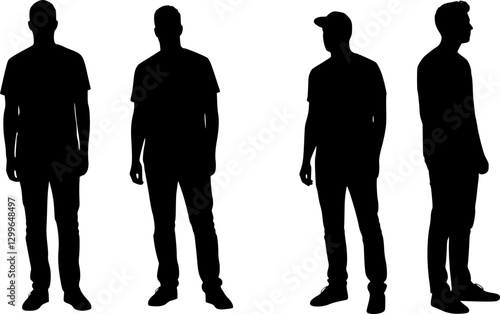 men black silhouette, isolated, vector
