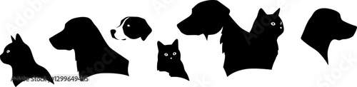 cats and dogs sitting silhouette isolated vector
