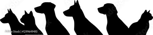 cats and dogs sitting silhouette isolated vector
