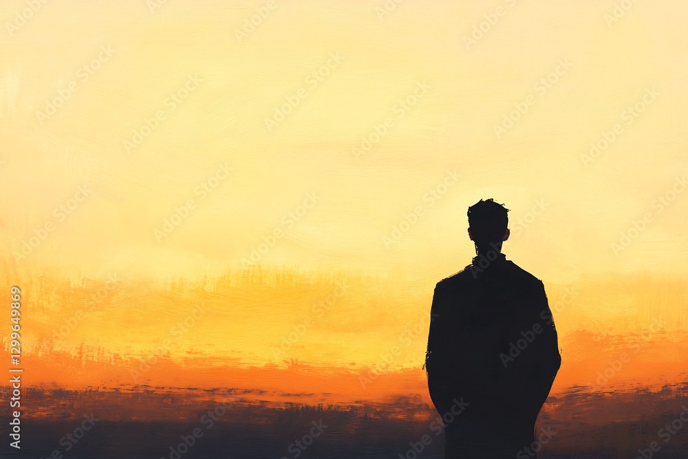 Fototapeta premium Man leaning earth-tone pastel gradient