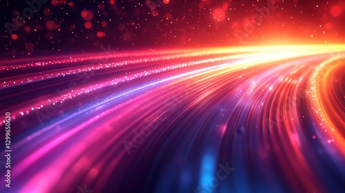 Vibrant Colorful Waves of Light Creating Dynamic Motion with Bokeh Effect in Abstract Background