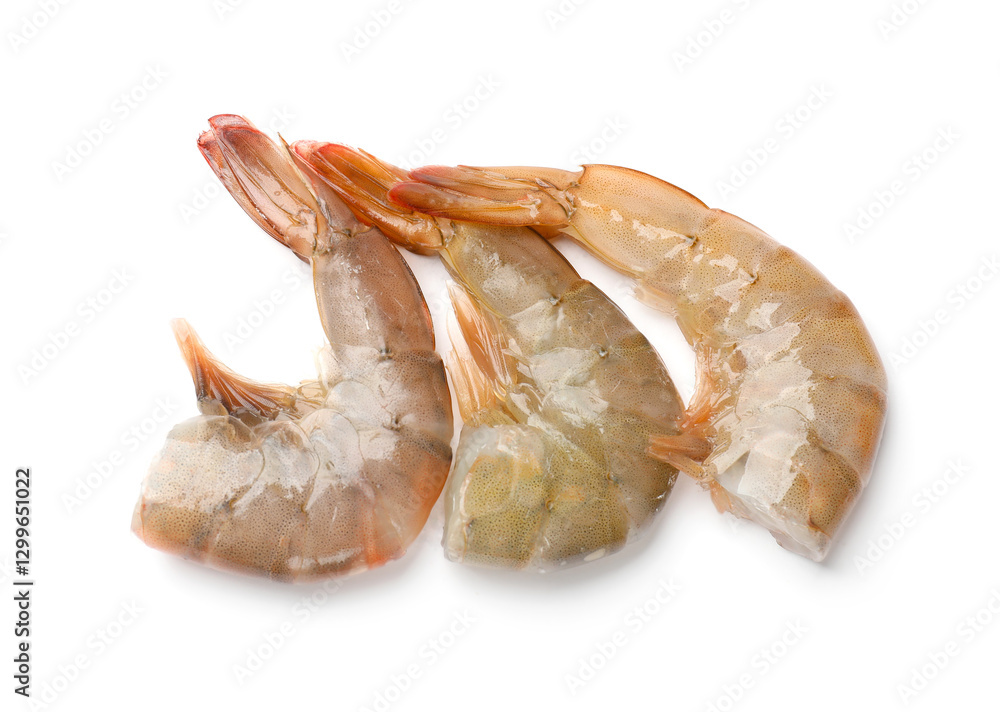 Fresh raw shrimps isolated on white. Sea food Fresh raw shrimps isolated on white. Sea food