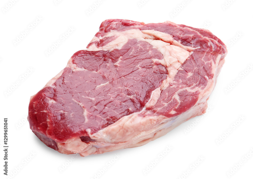 Piece of raw beef meat isolated on white Piece of raw beef meat isolated on white