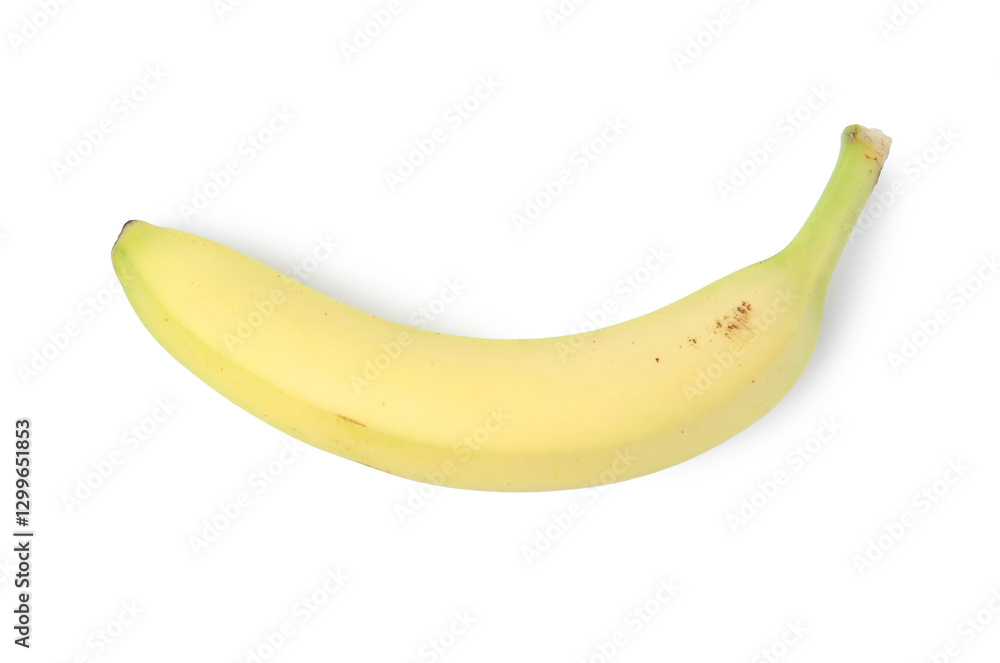 One fresh ripe banana isolated on white, top view One fresh ripe banana isolated on white, top view
