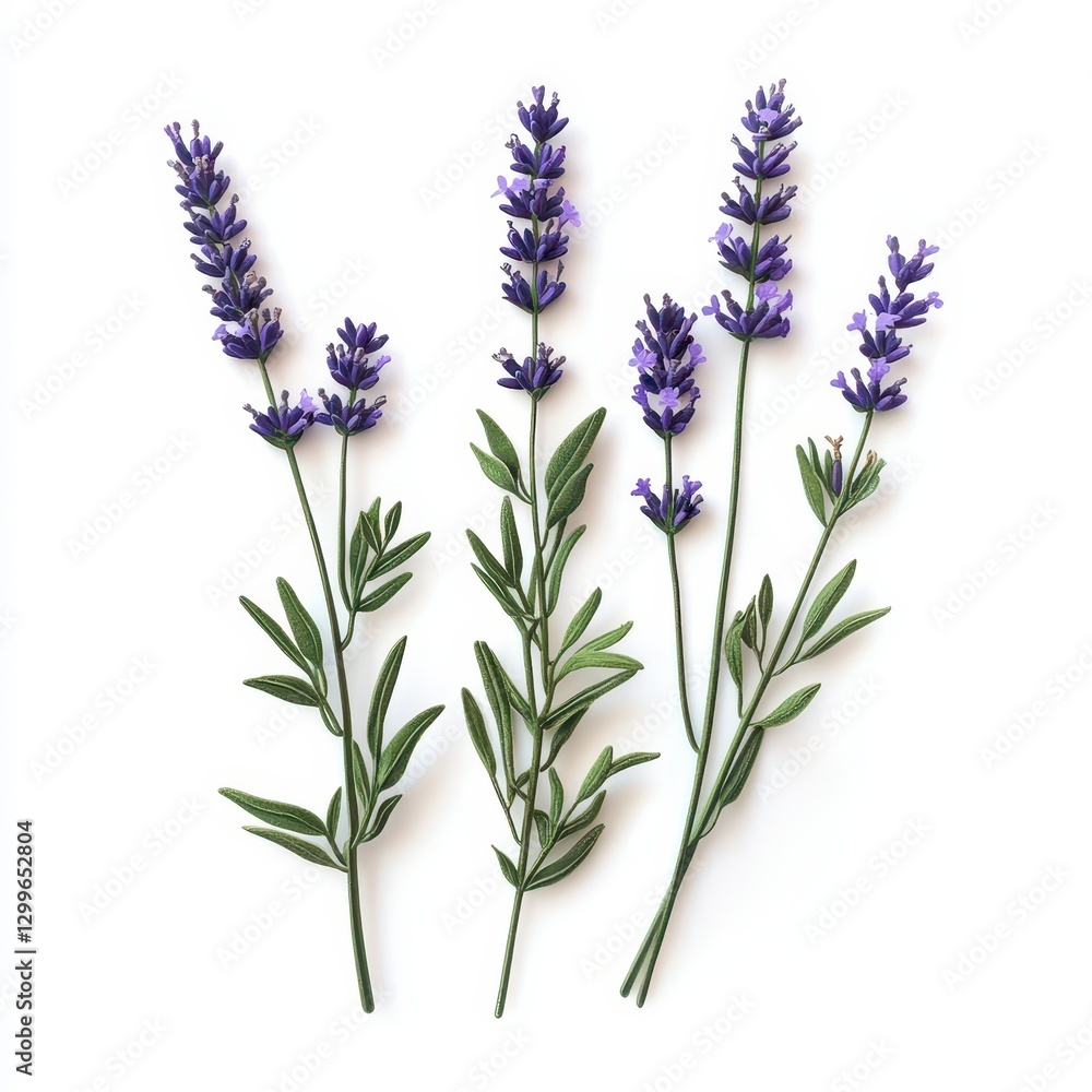 Obraz premium Lavender Stems with Green Leaves