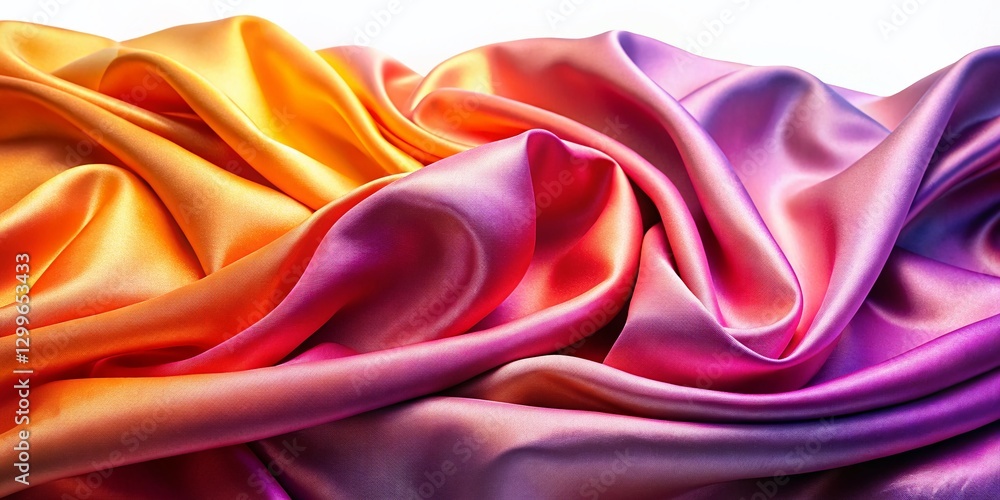 Fototapeta premium Pink Purple Orange Silk Gradient Background - Smooth Textured Fabric Drape