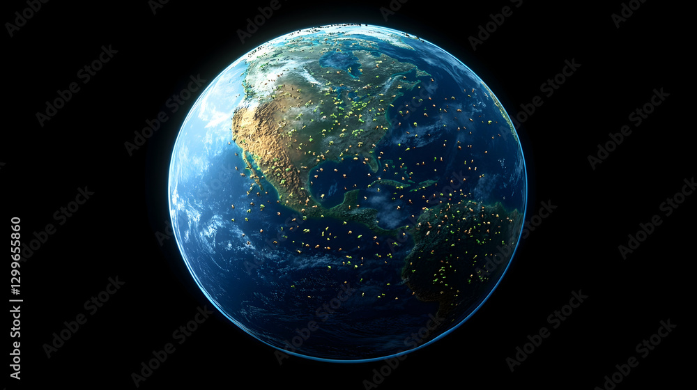 Global Earth with numerous small points Global Earth with numerous small points