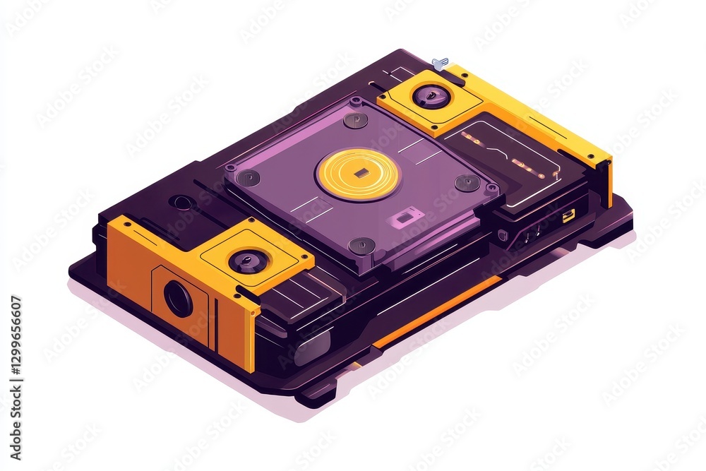 Naklejka premium Vibrant Geometric Design of Technology Device with Colorful Accents