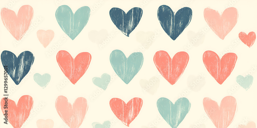 Hearts Arranged in a Repeating Pattern on a Soft Background for Romantic and Decorative Designs Hearts Arranged in a Repeating Pattern on a Soft Background for Romantic and Decorative Designs