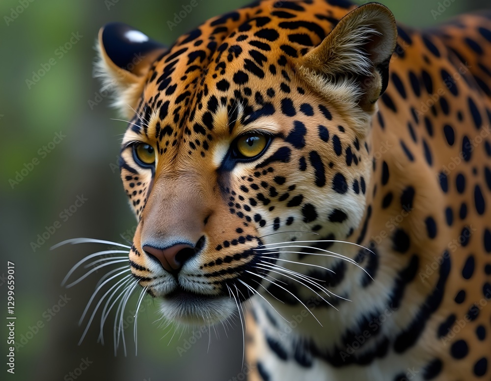Obraz premium Star Tiger whose skin is filled with round patterns and contrasting colors, its mysterious nature, every step is agile, reflecting strength and elegance in one body