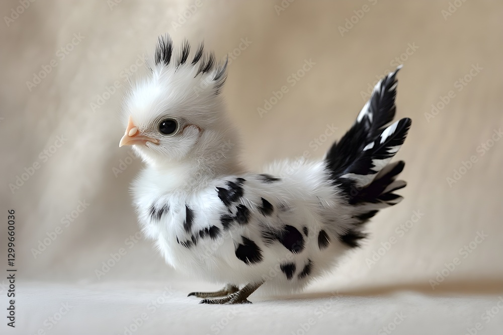 Fototapeta premium Miniature elegance of Serama Chicken. The King of Ornamental Chickens is the smallest chicken in the world with a majestic posture, wide chest, upright and charming tail