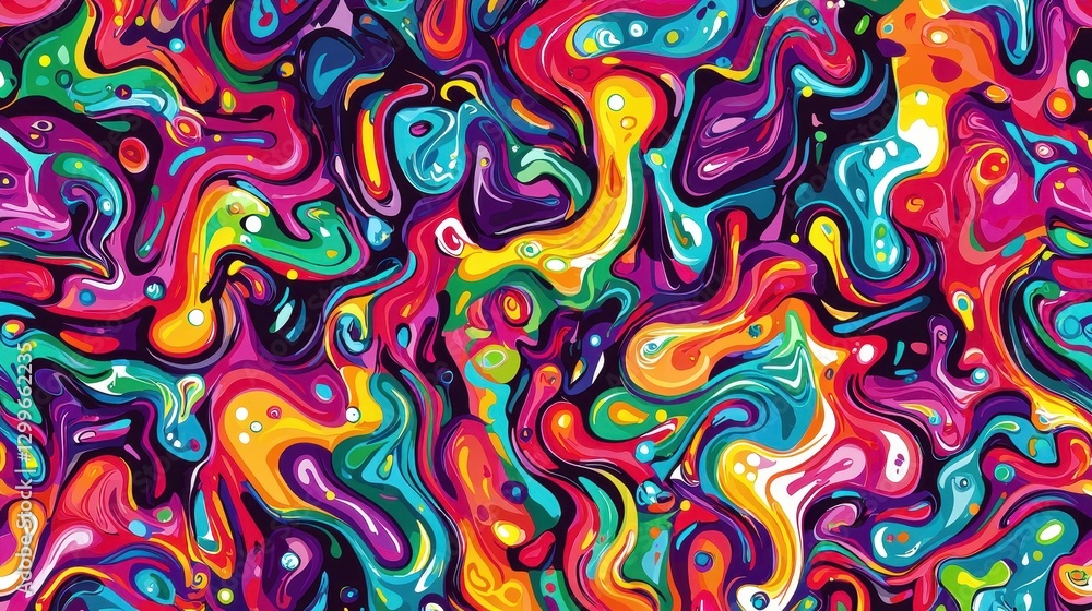 Obraz premium Vibrant Organic Fluid Acrylic Pour Seamless Pattern Artwork