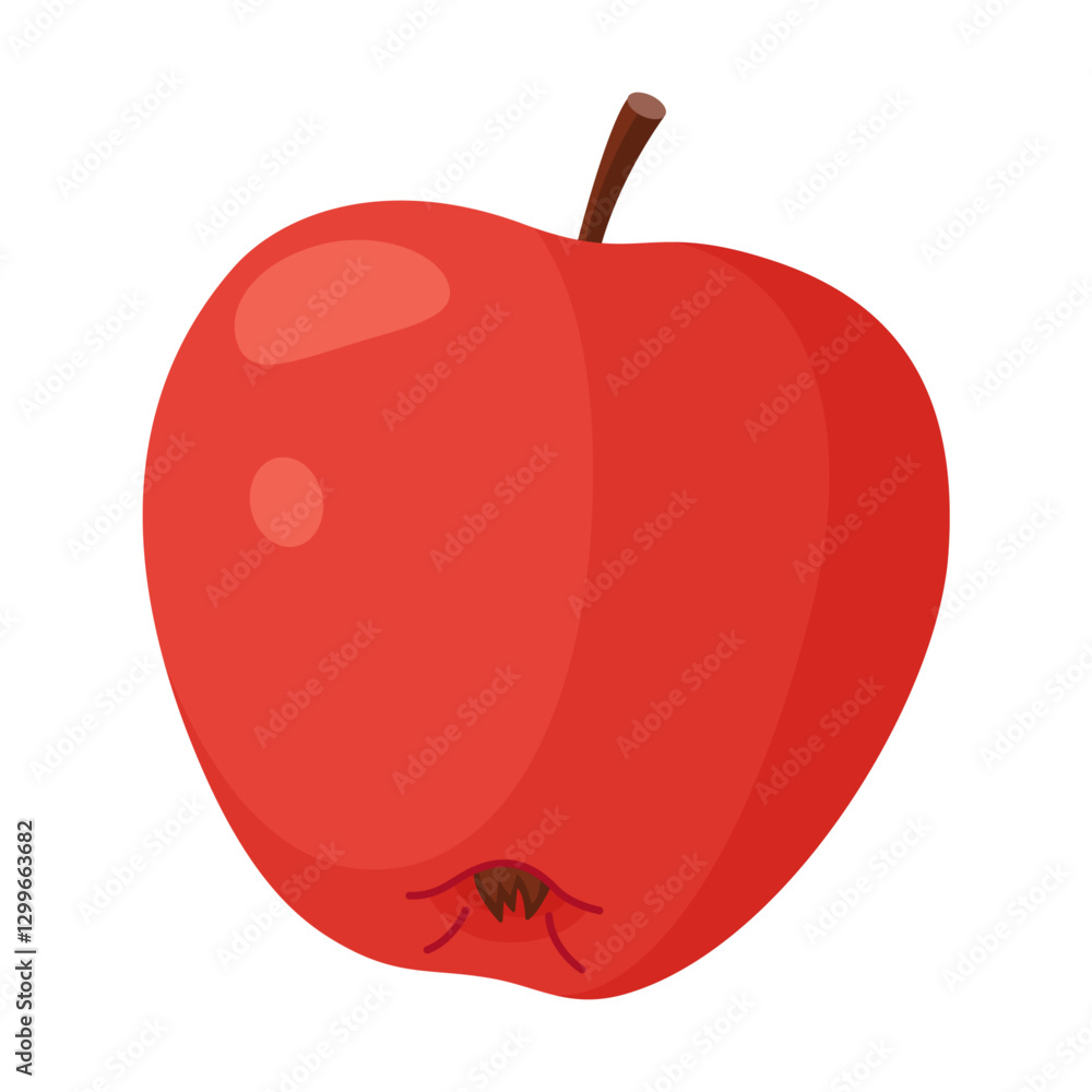 Red ripe apple, fresh garden fruit. Hand drawn food clipart. Whole fruit Flat style isolated on transparent background. Red Delicious Vector illustration Red ripe apple, fresh garden fruit. Hand drawn food clipart. Whole fruit Flat style isolated on transparent background. Red Delicious Vector illustration