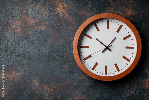 Wallpaper Mural Modern Wooden Clock on Textured Dark Wall Minimalist Time Concept for Office and Interior Decor  Studio Shot Torontodigital.ca