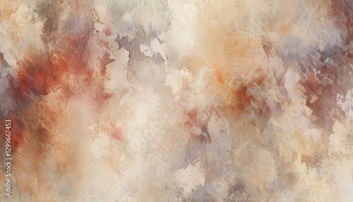 Abstract painting with white, beige and brown brush strokes on canvas for backgrounds and textures