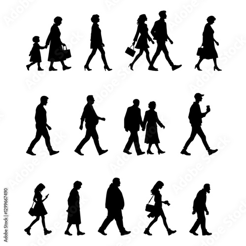 Vector illustration. Large set of silhouettes on a white background.