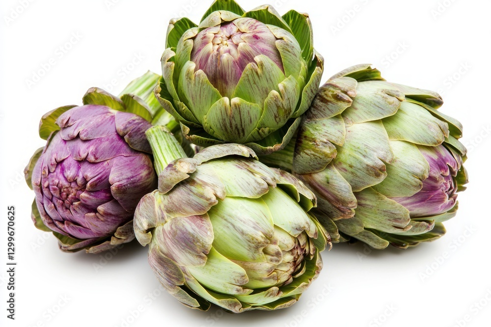 Fototapeta premium Fresh artichoke vegetable on the white plain background for healthy organic raw food dieting
