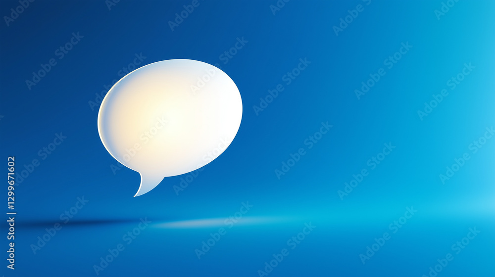 Abstract white speech bubble on a blue gradient, symbolizing clear communication and modern simplicity. Abstract white speech bubble on a blue gradient, symbolizing clear communication and modern simplicity.
