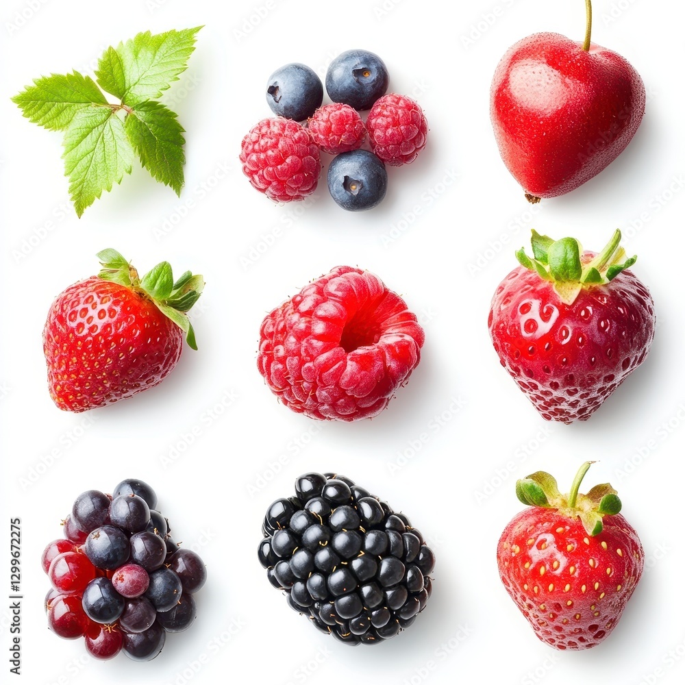 Fototapeta premium Fresh Berries and Fruits Display