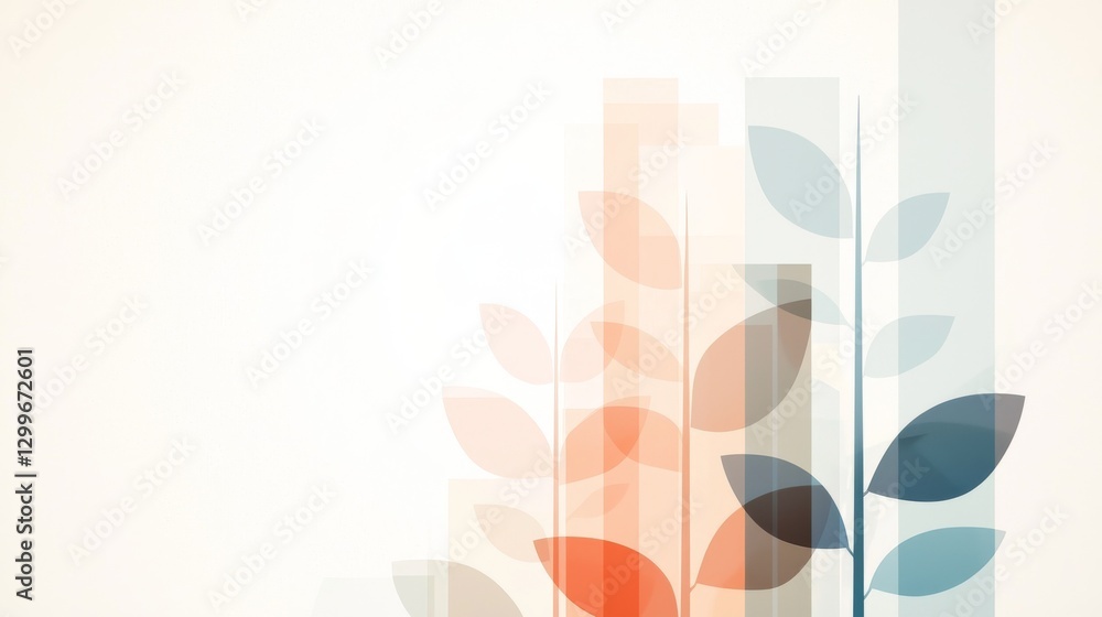 Growth of nature abstract leaf patterns minimalist design light background artistic view Growth of nature abstract leaf patterns minimalist design light background artistic view