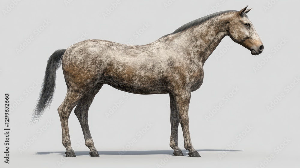 Realistic Grey Horse Side View Realistic Grey Horse Side View