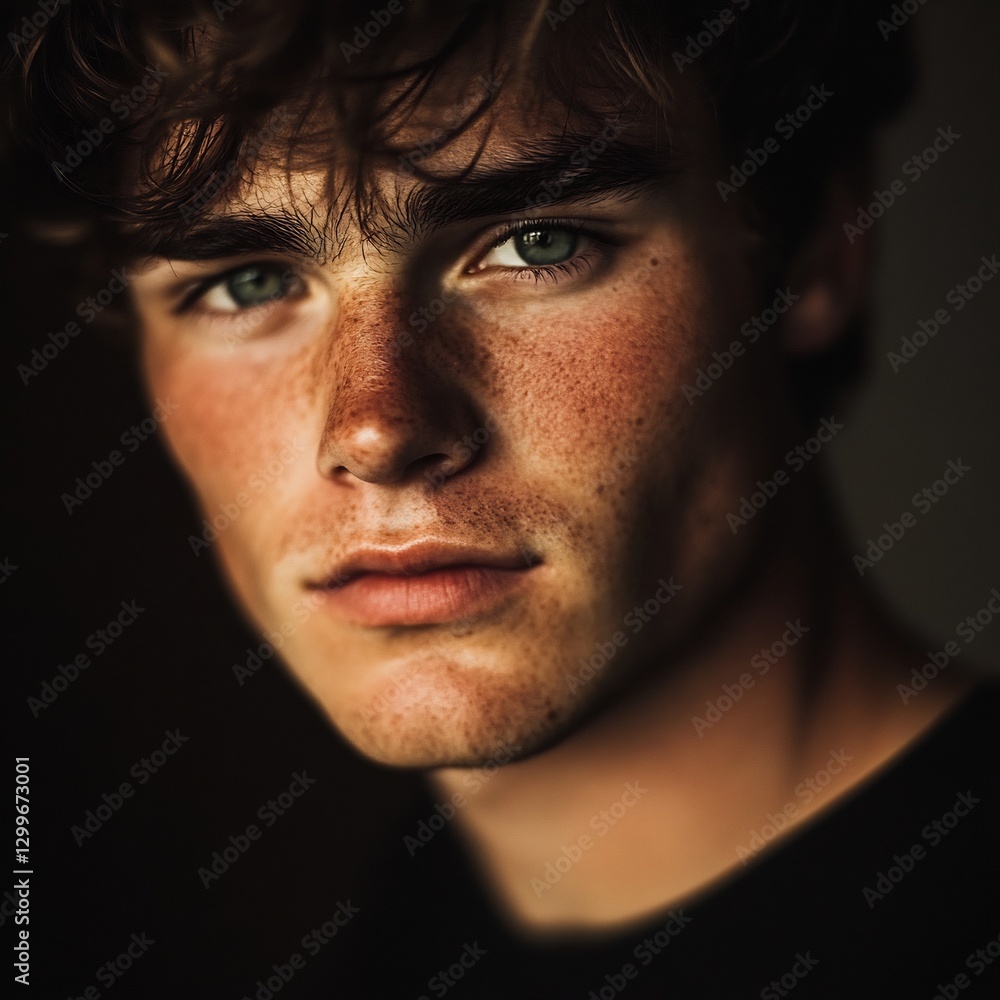Obraz premium Softly lit young man neutral texture background