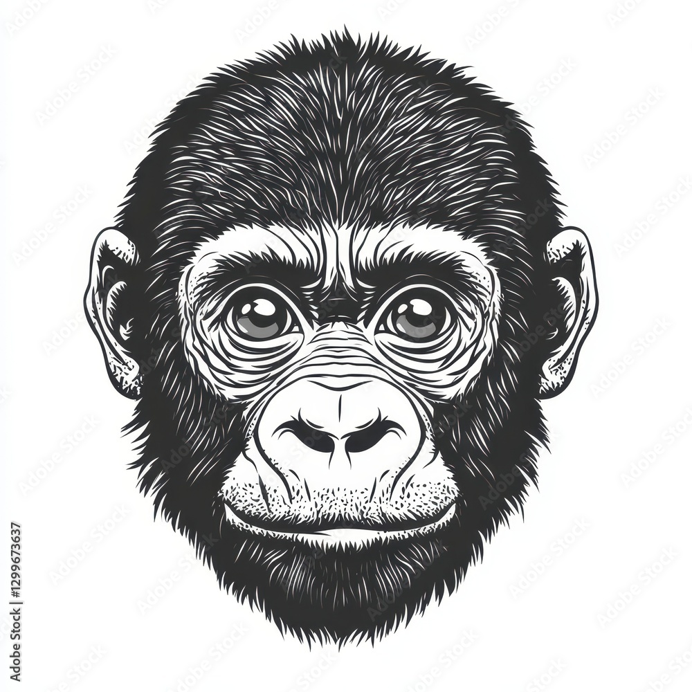 Realistic Gorilla Head Illustration Realistic Gorilla Head Illustration
