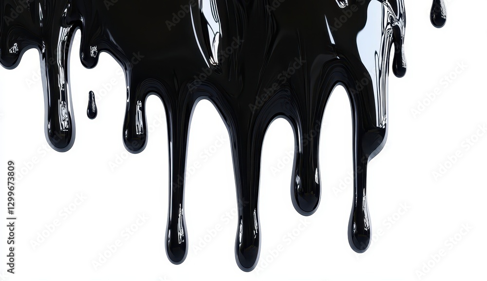 Black Dripping Liquid on White Background Black Dripping Liquid on White Background