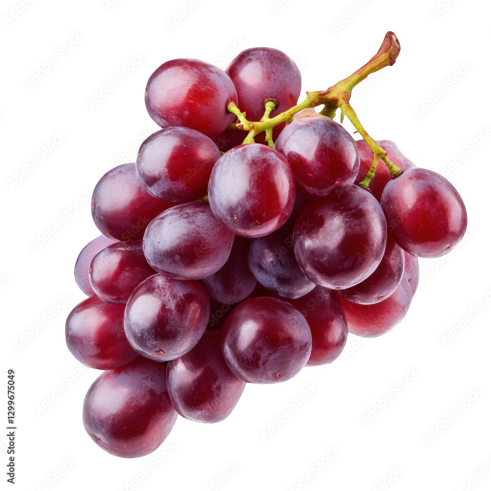 Fresh Cluster of Juicy Red Grapes Isolated on White Background Fresh Cluster of Juicy Red Grapes Isolated on White Background