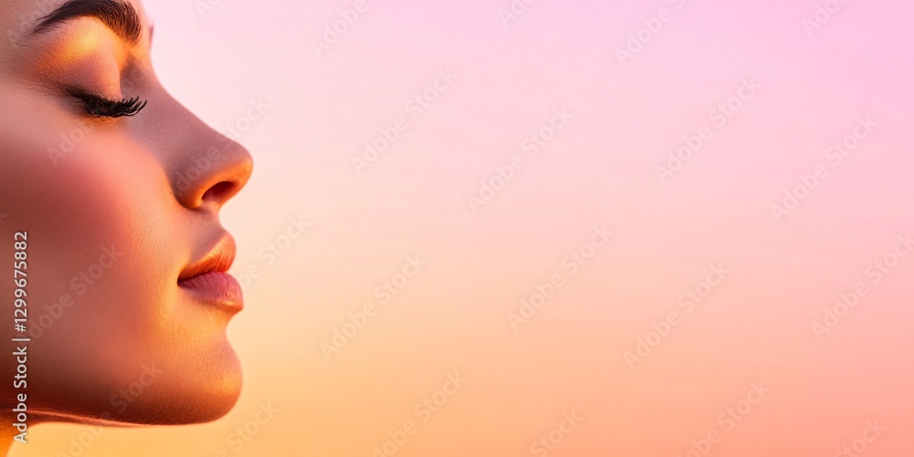 Woman soft glow pink taupe gradient backdrop Woman soft glow pink taupe gradient backdrop