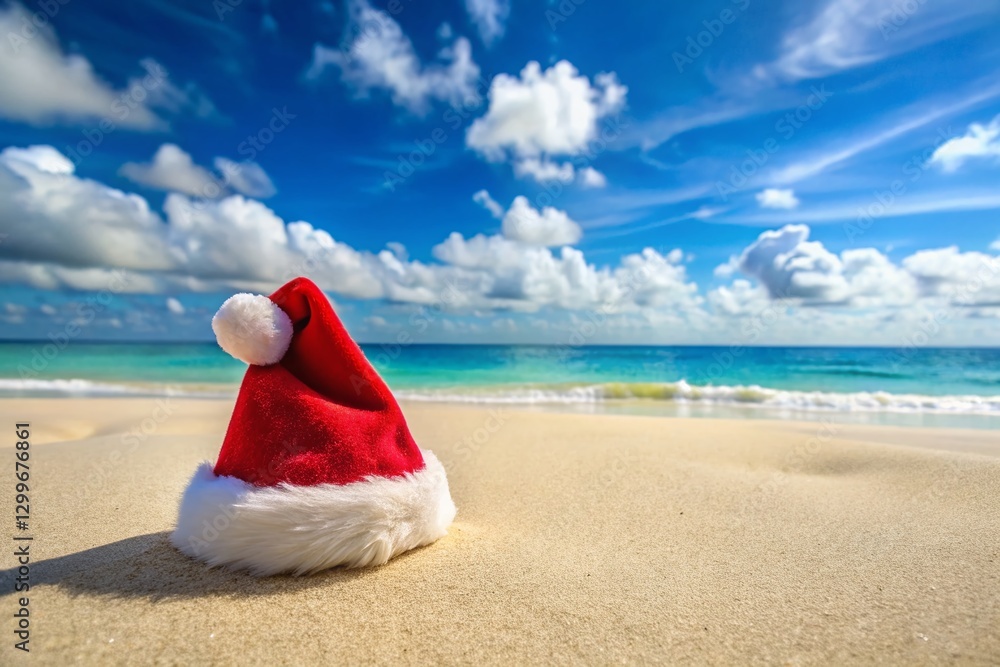 Santa Hat Tropical Beach Christmas Holiday Sun Fun Festive Season Santa Hat Tropical Beach Christmas Holiday Sun Fun Festive Season