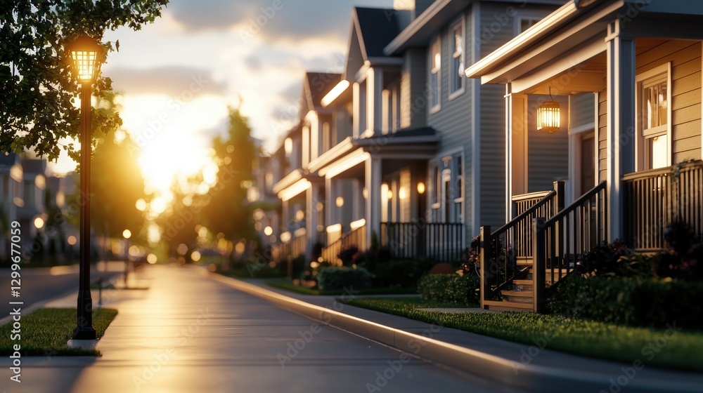 Charming street view featuring a majestic tree in the foreground framing a quiet urban scene on a sunny day Charming street view featuring a majestic tree in the foreground framing a quiet urban scene on a sunny day
