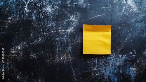 Yellow Sticky Note Dark Surface photo