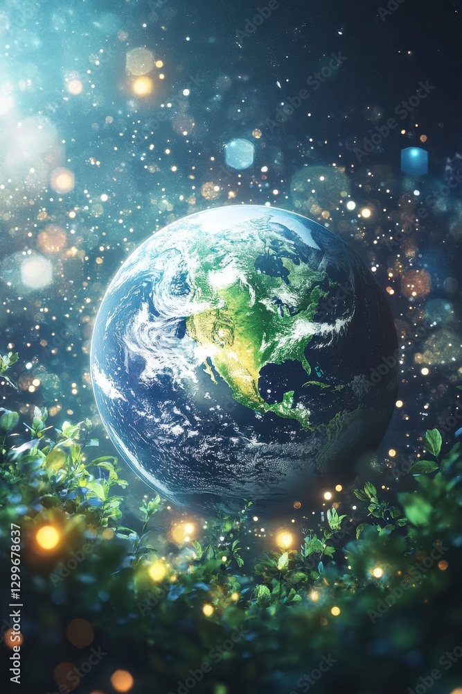Earth Surrounded by Glowing Nature Earth Surrounded by Glowing Nature