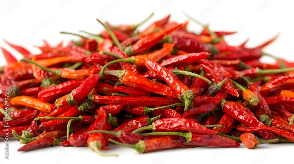 Pile of Dried Red Chili Peppers Spicy Food Ingredient Pile of Dried Red Chili Peppers Spicy Food Ingredient