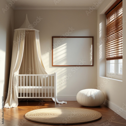 Empty frame mockup in kids bedroom interior background, poster frame mockup design, mockup frame