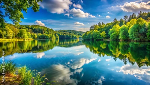Serene Etang de Lieschbach Lake in Lorraine, France - Peaceful Landscape Photography