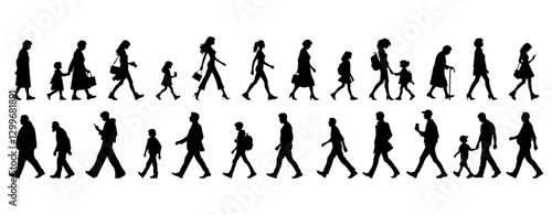 Vector illustration. Large set of silhouettes on a white background.
