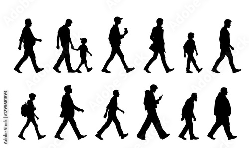 Vector illustration. Large set of silhouettes on a white background.
