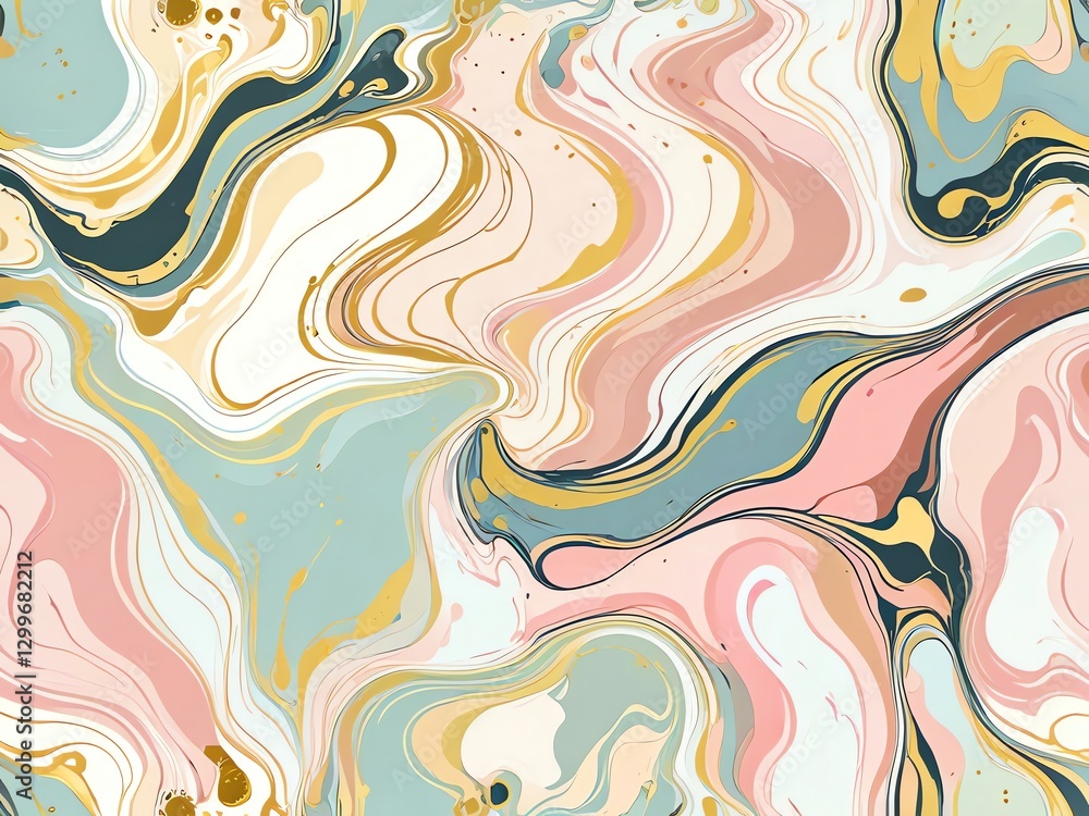 Abstract Marble Swirls: A Pastel and Gold Masterpiece Abstract Marble Swirls: A Pastel and Gold Masterpiece