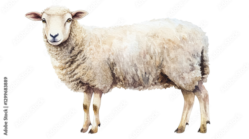 Sheep in watercolor isolated, a charming farm animal illustration, perfect for depicting rural life, wool, or farmyard animals. Sheep in watercolor isolated, a charming farm animal illustration, perfect for depicting rural life, wool, or farmyard animals.