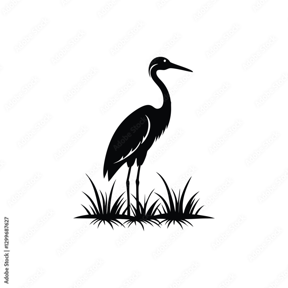 Fototapeta premium heron of green grass