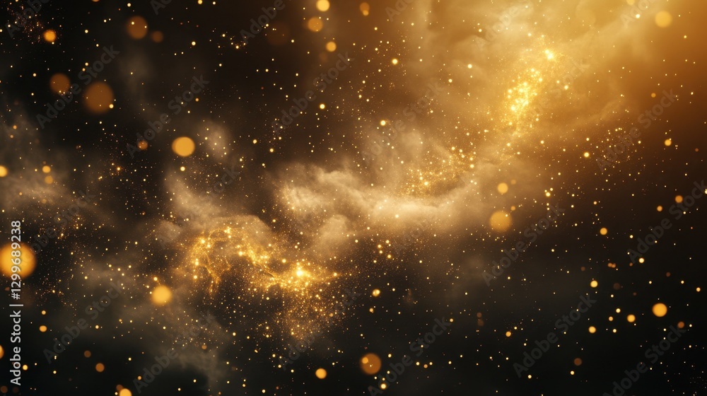 Fototapeta premium dark luxury sky with golden stars and light