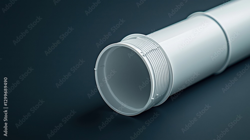 White Pipe Section on Dark Background White Pipe Section on Dark Background