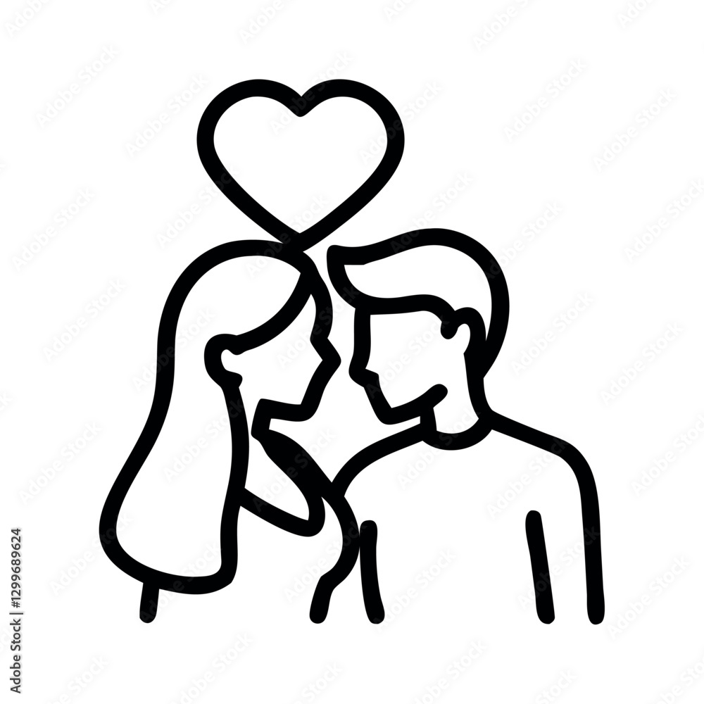 Wedding Sketch Couple Heart Romantic Love Icon Wedding Sketch Couple Heart Romantic Love Icon