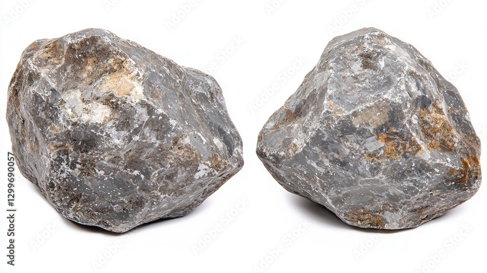 Two Gray Rocks Against White Background Two Gray Rocks Against White Background
