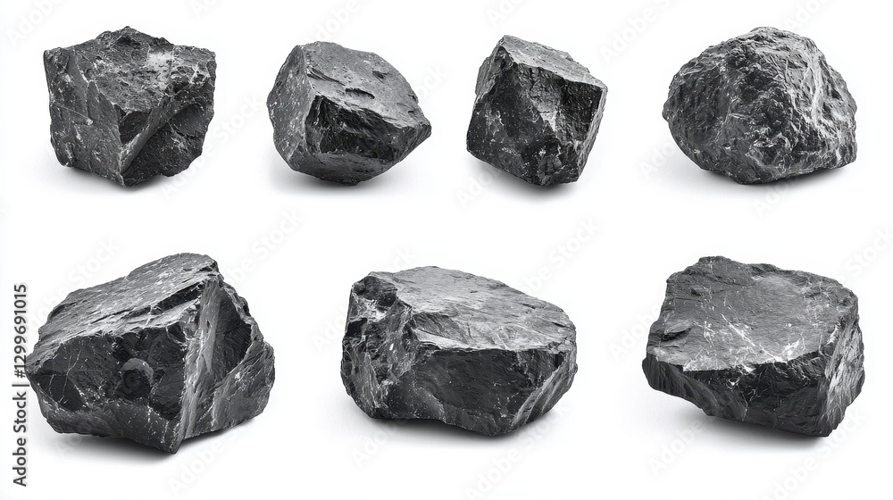Various Black Rocks Isolated on White Various Black Rocks Isolated on White