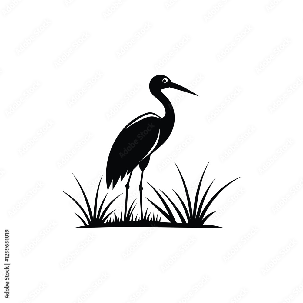 Fototapeta premium heron of green grass