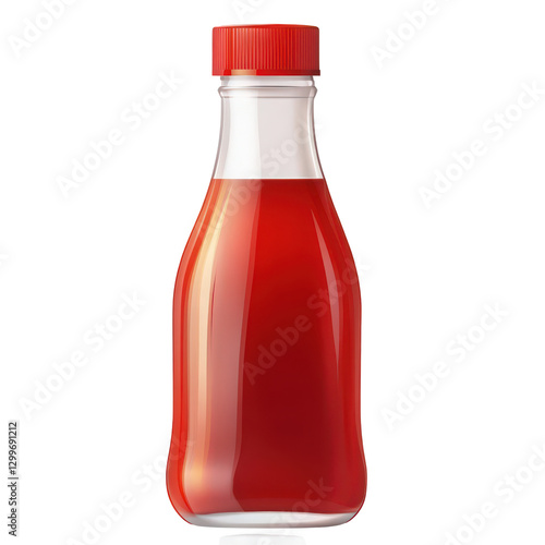 Bottle of vibrant red sauce with a sealed top ready to flavor dishes